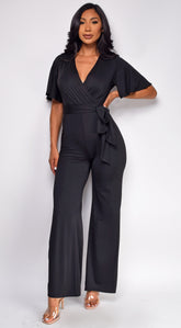 Bombay V Neck Jumpsuit - Black